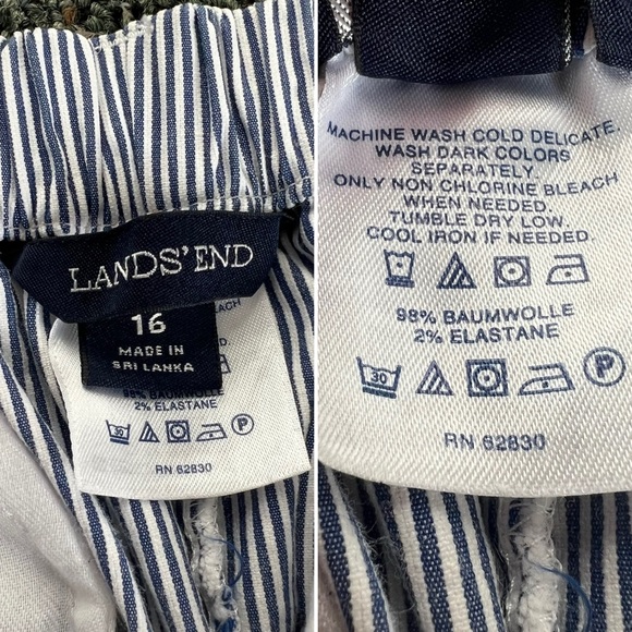 LAND’S END Blue & White Striped Seersucker Shorts Elastic Waist Comfy Casual 16 - Picture 16 of 16